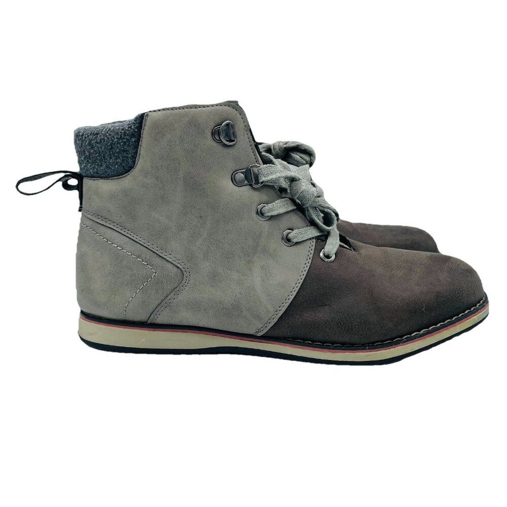 Steve Madden Shoes Mens Size 7 Gray Brown Zipper Boots Chukka Lace Up Comfort